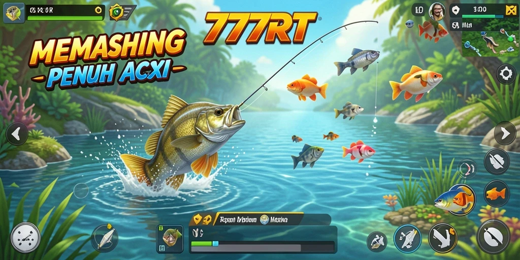 Gameplay seru dalam 777RT dengan aksi memancing yang menegangkan.
