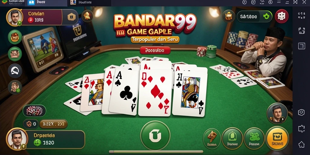 Tangkapan layar gameplay seru dalam aplikasi BANDAR99 Gaple.