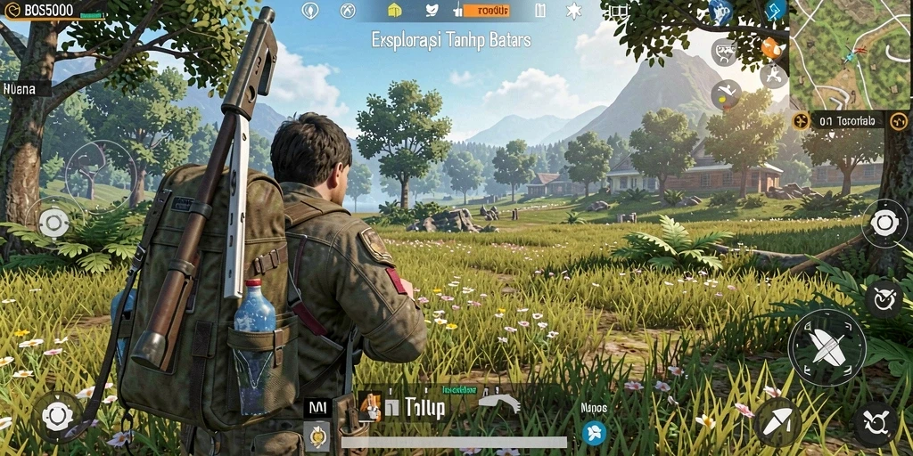 Tampilan gamplay BOS5000 yang menakjubkan di dunia terbuka.