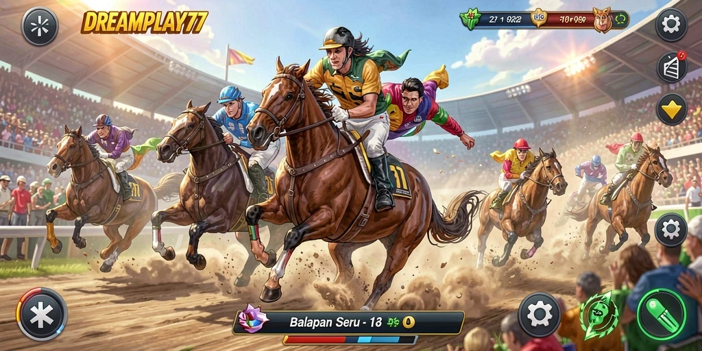 Tampilan gameplay balapan penuh aksi di DREAMPLAY77.