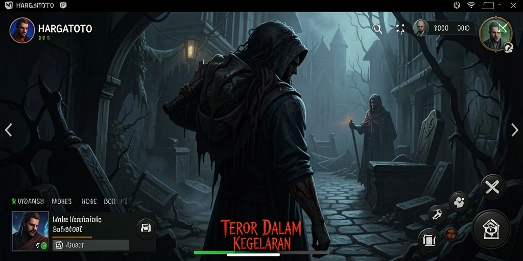 Tampilan gameplay HARGATOTO yang menegangkan dan mencekam.