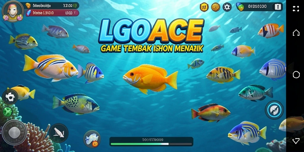 Screenshot gameplay LGOACE menampilkan serunya menembak berbagai ikan.