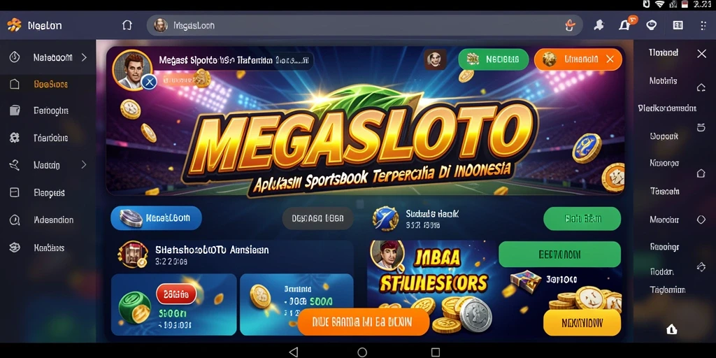 Tampilan antarmuka MEGASLOTO dengan opsi taruhan olahraga.
