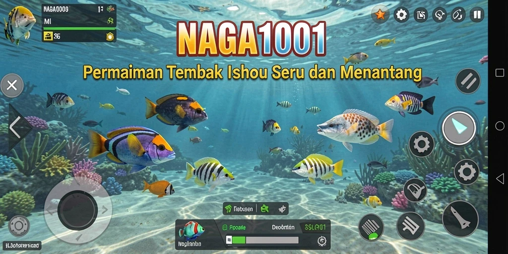 Gameplay seru menembak ikan berwarna-warni di NAGA1001.
