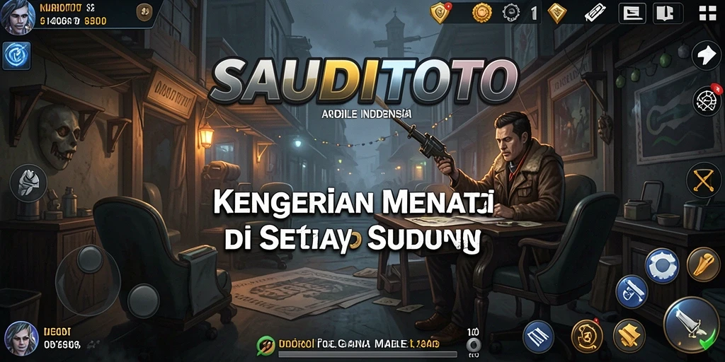 Tampilan gameplay yang menegangkan dari SAUDITOTO di mana kegelapan mengintai.