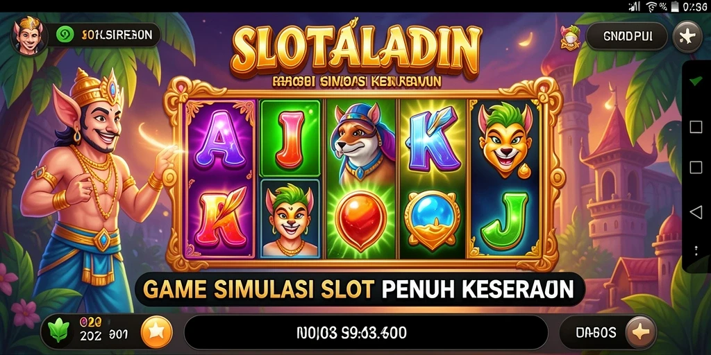 Tampilan utama gameplay SLOTALADIN yang menarik dan penuh warna.