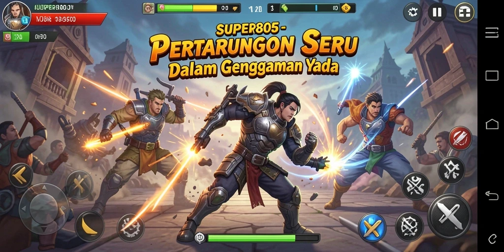 Tampilan seru pertarungan aktif dalam SUPER805 dengan grafis yang menakjubkan.